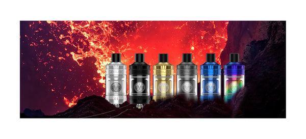 Vape tanks in the volcano lava background.