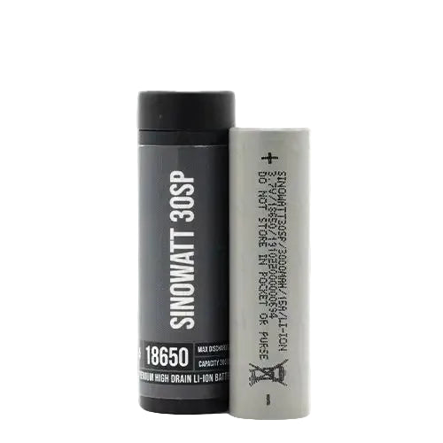 Two batteries, one black and one gray, with 'SINOWATT' branding on a white background.