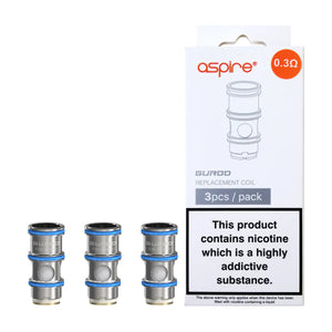 Pack of 3 Aspire Guroo Vape Coils in the white background.