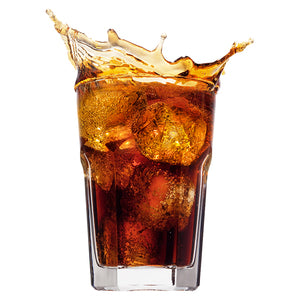 Glass of cola in the white background.