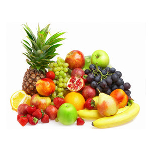 Mix of tropical fruits in the white background.