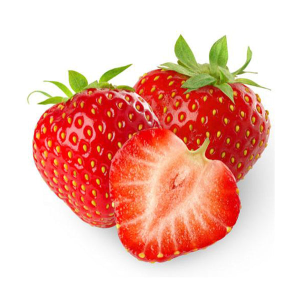 Red strawberries on a white background.